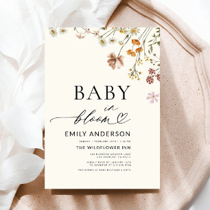 Wildblomma Baby i Bloom Terracotta Baby Shower Inbjudningar