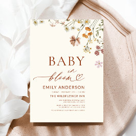Wildblomma Baby i Bloom Terracotta Baby Shower Inbjudningar