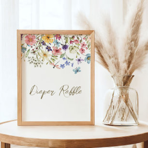 Wildblomma Baby i bloombabyskor Diaper Raffle Poster