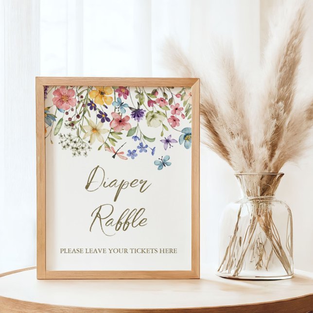 Wildblomma Baby i bloombabyskor Diaper Raffle Poster (Skapare uppladdad)