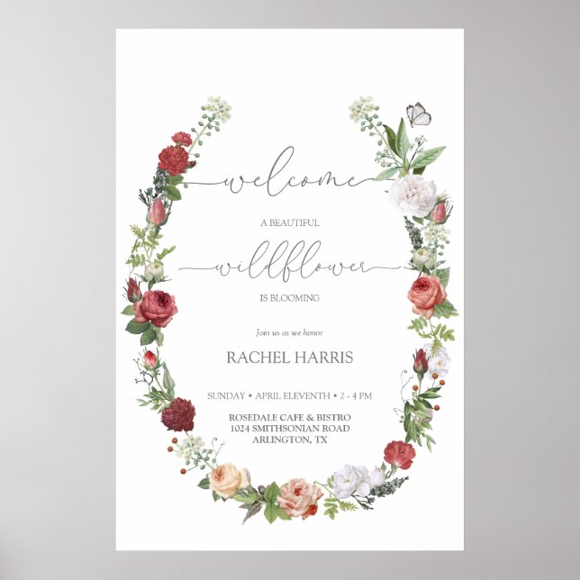 Wildblomma Baby i blooms välkomsttecken Poster (Framsidan)