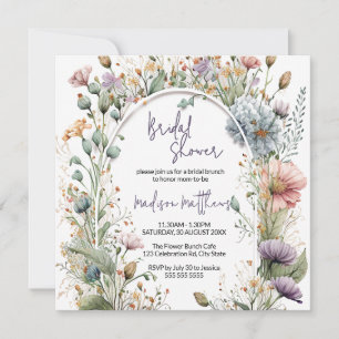Wildblomma Baby i Möhippan Bloom Watercolor Inbjudningar