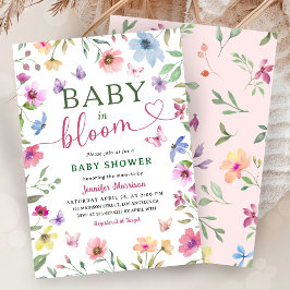 Wildblomma Baby in Bloom Baby Shower Boho Girl Inbjudningar