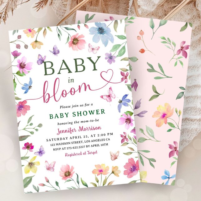 Wildblomma Baby in Bloom Baby Shower Boho Girl Inbjudningar (Skapare uppladdad)