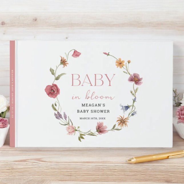Wildblomma Baby in Bloom Baby Shower Guestbook Gästböcker (Skapare uppladdad)