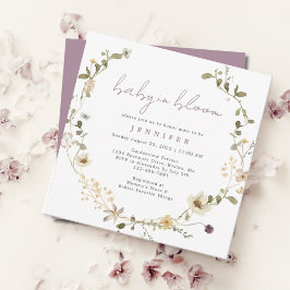 Wildblomma Baby in Bloom Dusty Lila Baby Shower Inbjudningar