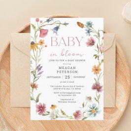 Wildblomma Baby in Bloom Girl Baby Shower Inbjudningar