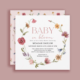 Wildblomma Baby in Bloom Girl Baby Shower Inbjudningar