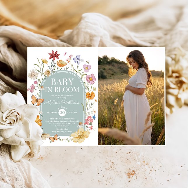 Wildblomma Baby in Bloom Girl Shower Inbjudningar (Skapare uppladdad)