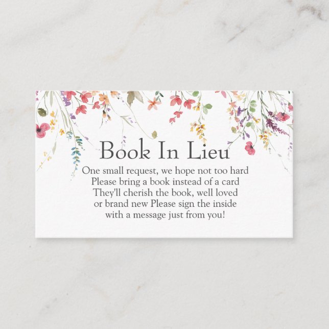 Wildblomma Baby Shower Bok i lieu Infoga Tilläggskort (Framsida)