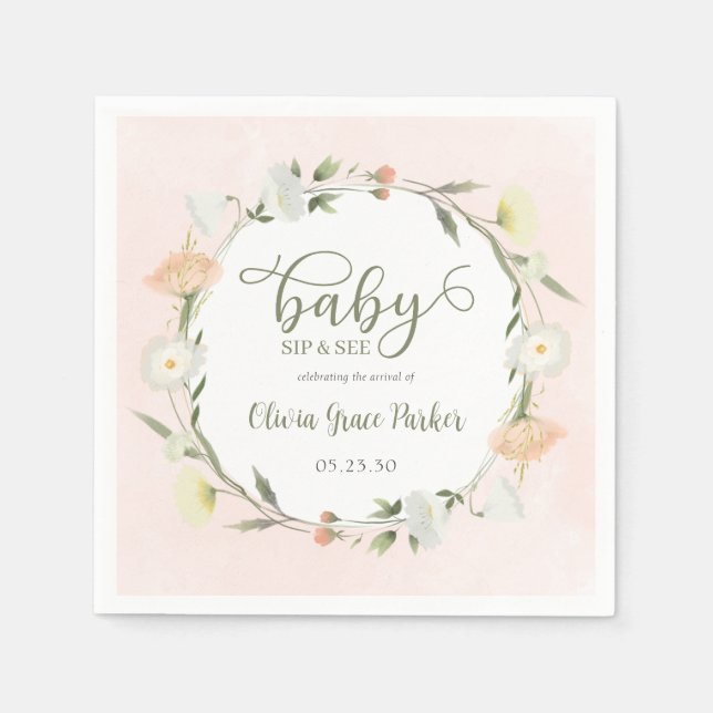 Wildblomma Baby Sip och se Pappersservett (Framsidan)