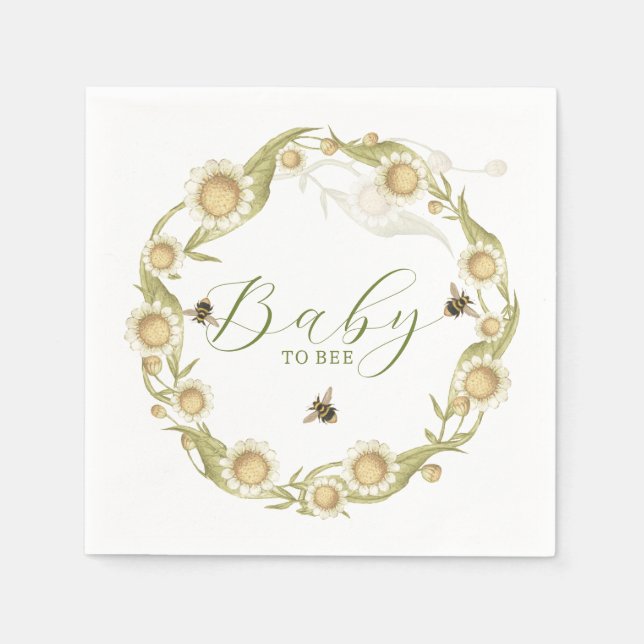 Wildblomma Baby till Bee Baby Shower Pappersservett (Framsidan)