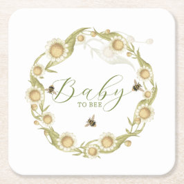 Wildblomma Baby till Bee Baby Shower Underlägg Papper Kvadrat