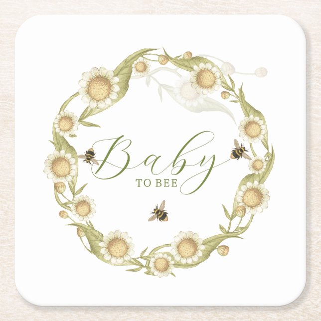 Wildblomma Baby till Bee Baby Shower Underlägg Papper Kvadrat (Framsidan)