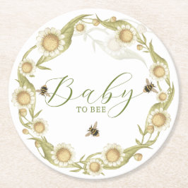 Wildblomma Baby till Bee Baby Shower Underlägg Papper Rund