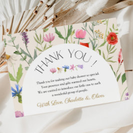 Wildblomma Beige Blommigt Baby Shower Tack för dit