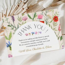 Wildblomma Beige Blommigt Baby Shower Tack för dit Inbjudningar