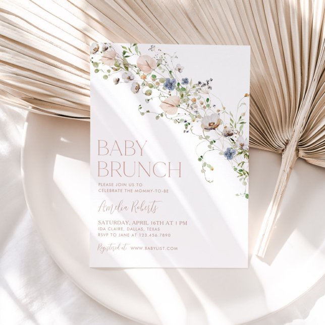Wildblomma Blommigt Baby Brunch-inbjudan Inbjudningar (Skapare uppladdad)