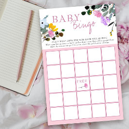 Wildblomma Blommigt Baby Shower Bingo Game