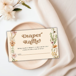 Wildblomma Blommigt Baby Shower Diaper Raffle Tilläggskort