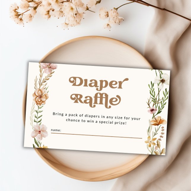Wildblomma Blommigt Baby Shower Diaper Raffle Tilläggskort (Wildflower Floral Baby Shower Diaper Raffle Enclosure Card)