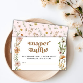 Wildblomma Blommigt Baby Shower Diaper Raffle Tilläggskort