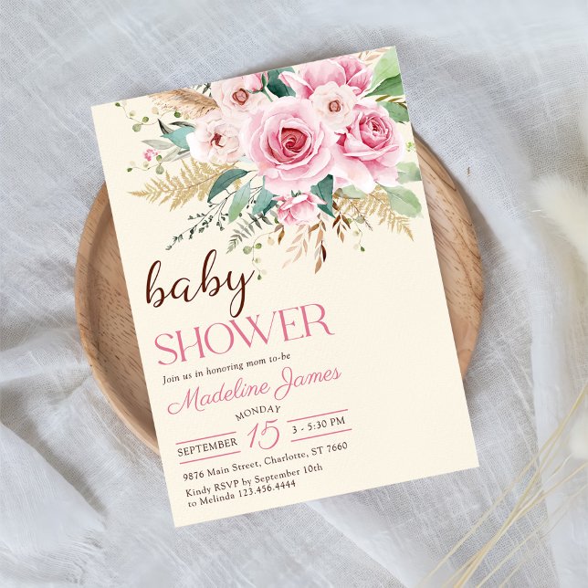 Wildblomma Blommigt Baby Shower Inbjudningar (Skapare uppladdad)
