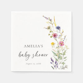 Wildblomma Blommigt Baby Shower Pappersservett