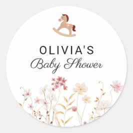 Wildblomma Blommigt Boho Baby Shower Gift Mailer Runt Klistermärke