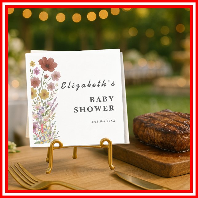 Wildblomma Blommigt Boho Baby Shower Pappersservett (Skapare uppladdad)