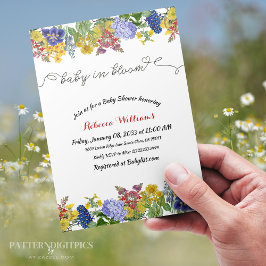 Wildblomma Blommigt Boy Girl Baby i Bloom Shower Inbjudningar