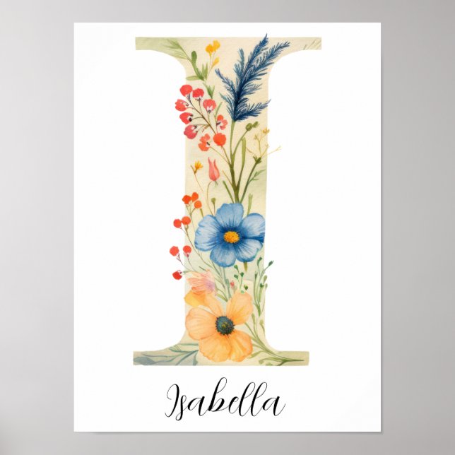 Wildblomma Blommigt Brev I Skriv ut Poster (Framsidan)