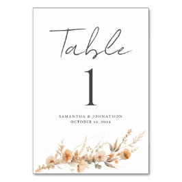 Wildblomma Blommigt Bröllop Bord-kort Bordsnummer