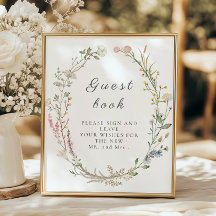 Wildblomma Blommigt Bröllop Greenery Guestbook-tec