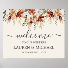 Wildblomma Blommigt Bröllop Välkomsttecken Poster