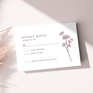 Wildblomma Blommigt Burgundy Bröllop OSA Card Kort