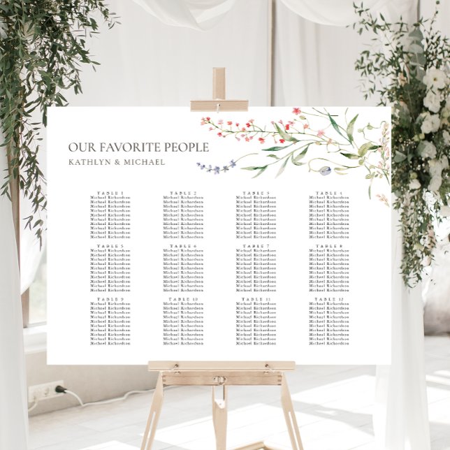 Wildblomma Blommigt Garden Wedding 12 Bord Seating Poster (Skapare uppladdad)