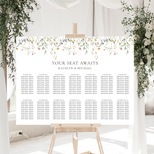 Wildblomma Blommigt Garden Wedding 14 Bord Seating Poster (Skapare uppladdad)