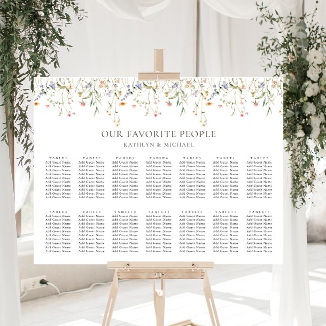 Wildblomma Blommigt Garden Wedding 14 Bord Seating Poster (Skapare uppladdad)
