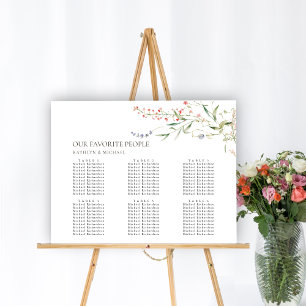 Wildblomma Blommigt Garden Wedding 6 Bord Seating Poster
