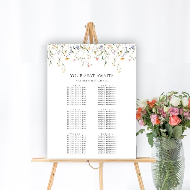 Wildblomma Blommigt Garden Wedding 6 Bord Seating Poster (Skapare uppladdad)