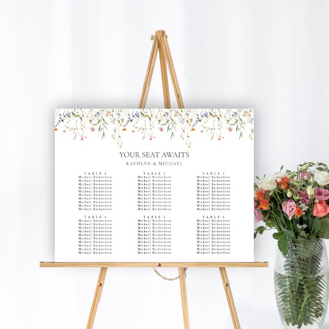 Wildblomma Blommigt Garden Wedding 6 Bord Seating Poster (Skapare uppladdad)