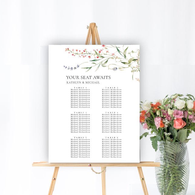 Wildblomma Blommigt Garden Wedding 6 Bord Seating Poster (Skapare uppladdad)