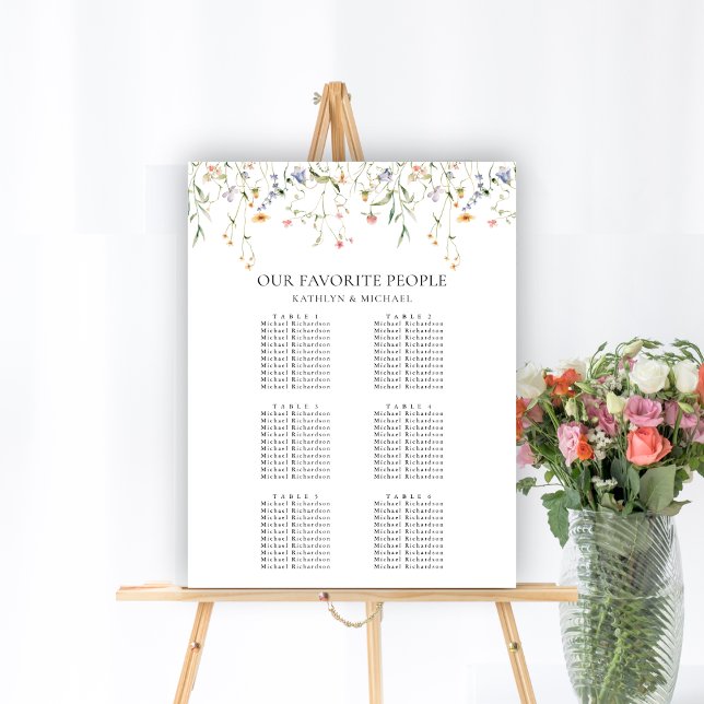 Wildblomma Blommigt Garden Wedding 6 Bord Seating Poster (Skapare uppladdad)
