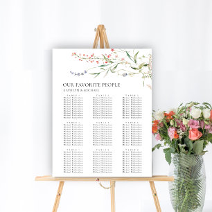 Wildblomma Blommigt Garden Wedding 9 Bord Seating Poster