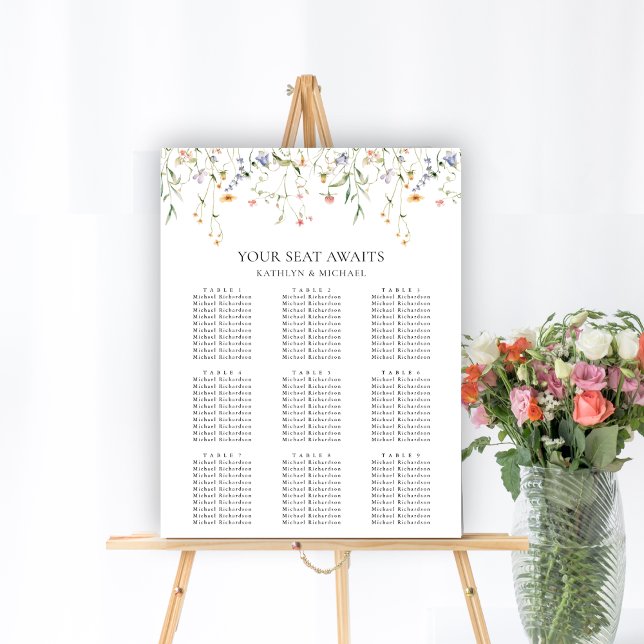 Wildblomma Blommigt Garden Wedding 9 Bord Seating Poster (Skapare uppladdad)
