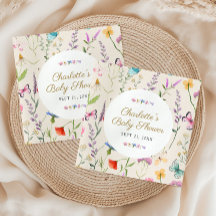 Wildblomma Blommigt Kön Neutral Beige Baby Shower