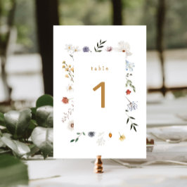 Wildblomma Blommigt Ram Baby Shower Bordsnummer