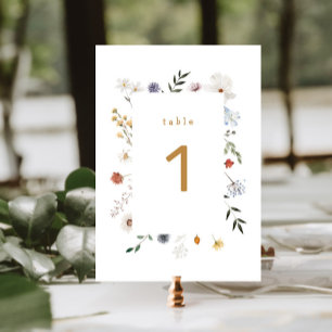 Wildblomma Blommigt Ram Baby Shower Bordsnummer