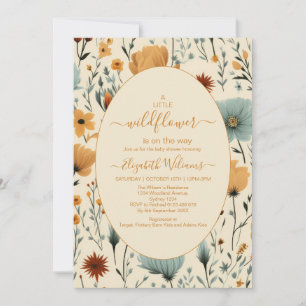 Wildblomma Blommigt Ram Baby Shower Inbjudningar